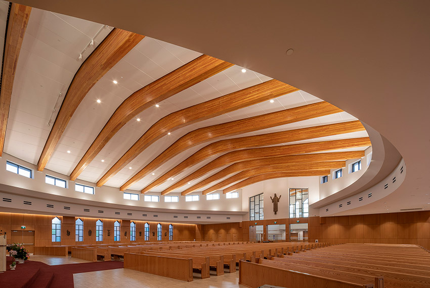 angle view of church ceiling architecture