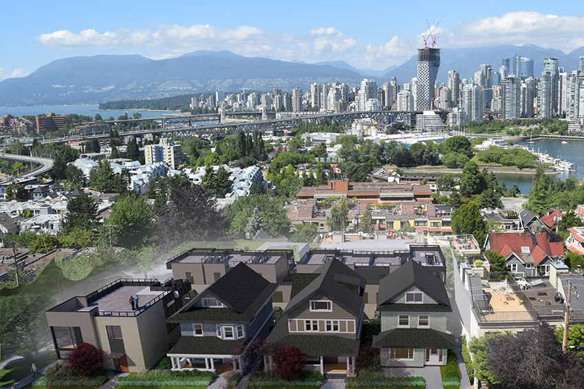 vancouver city view showing the birch street residential architecture complex